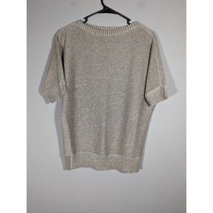 Ralph Lauren Black Label Gold Metallic Short Sleeve Linen Blend Knit Women XS